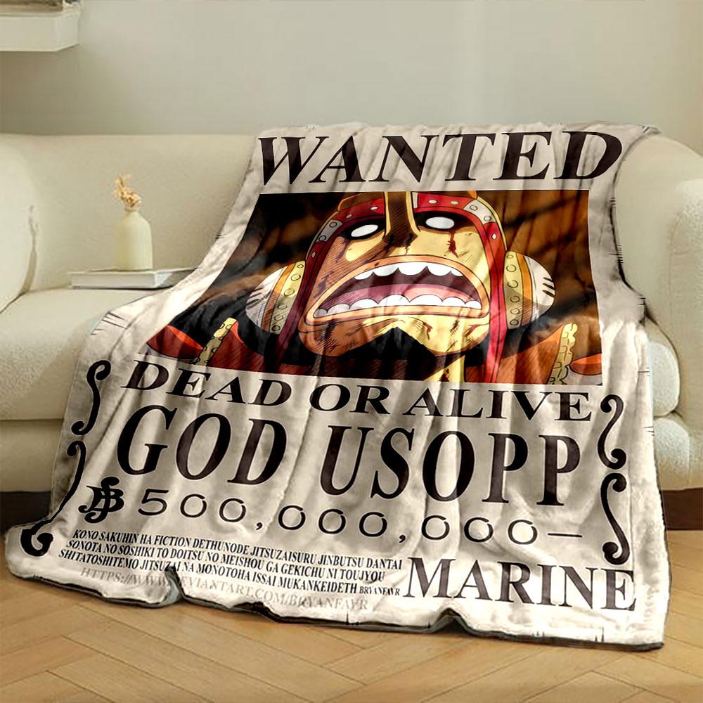 One Piece Themed Anime Blanket with Bounty Poster Design Bedroom Blanket for Livingroom Couch Lunch Break Soft Cozy Throw for Friend's Festival Gift