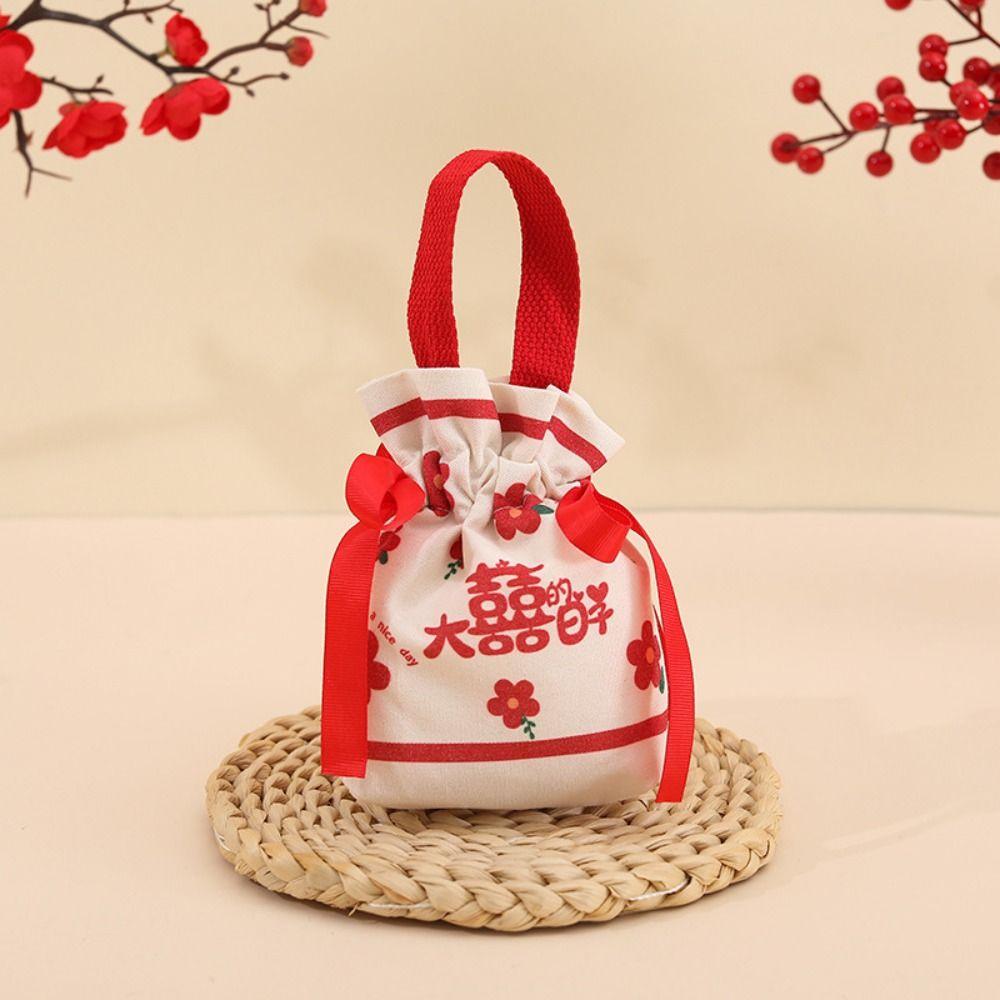 Bowknot New Year Gifts Bag Drawstring Chinese Style Handbag Jewelry Small Wrist Bag  Party