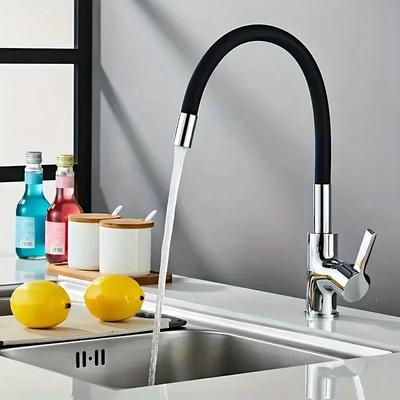 Kran kuchenny Silikonowy Kran do Ciepłej i Zimnej Wody Uniwersalny Gumowy Wąż Czarny Kran Kuchenny z Obrotem 360° Akcesoria Kuchenne