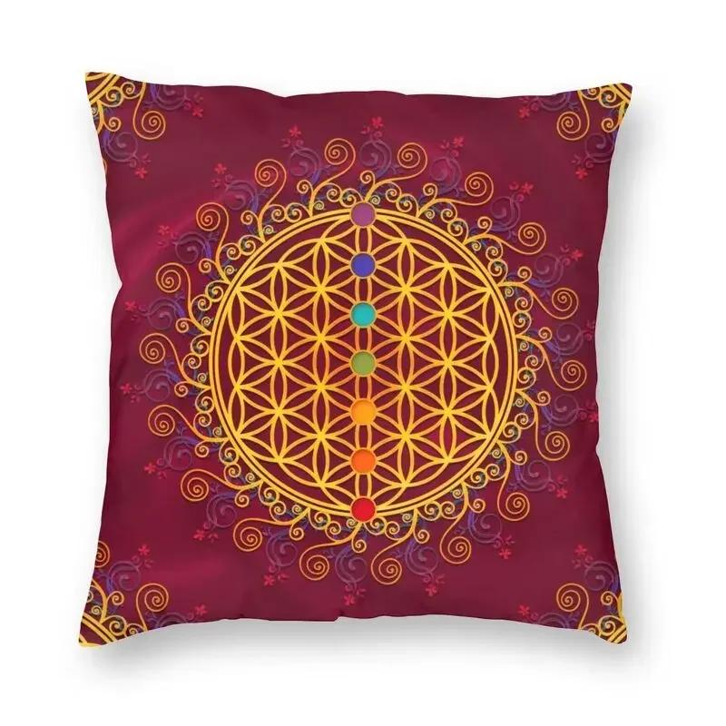 

Luury Golden Mandala Om Throw Pillow Cover Home Decor Square Yoga Buddhism Aum Meditation Cushion Cover PillowcoverWhite,(4) 66x66cm