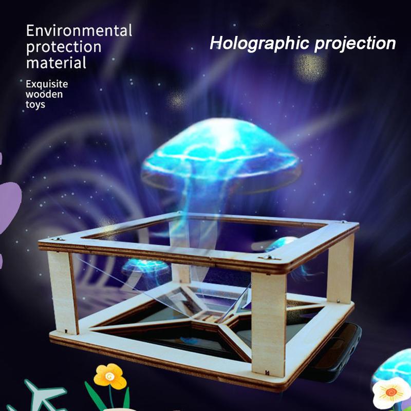 3D Hologram Smartphone Hologram Projector Wooden Self-Assembly Science Educational Toy DIY Display Set For Kids Home