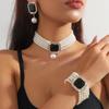 European Luxury Multi-Layer Faux Pearl & Crystal Jewelry Set – Necklace, Earrings, Bracelet - Colorful, Fashionable, and Exquisite Accessories