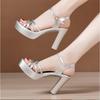 Storlek 32-43 Kvinna Högklackad Sandal Damer Sommar Kvinnor Kontor Festskor Kvinna Lackläder Platåklack Elegant Sandal