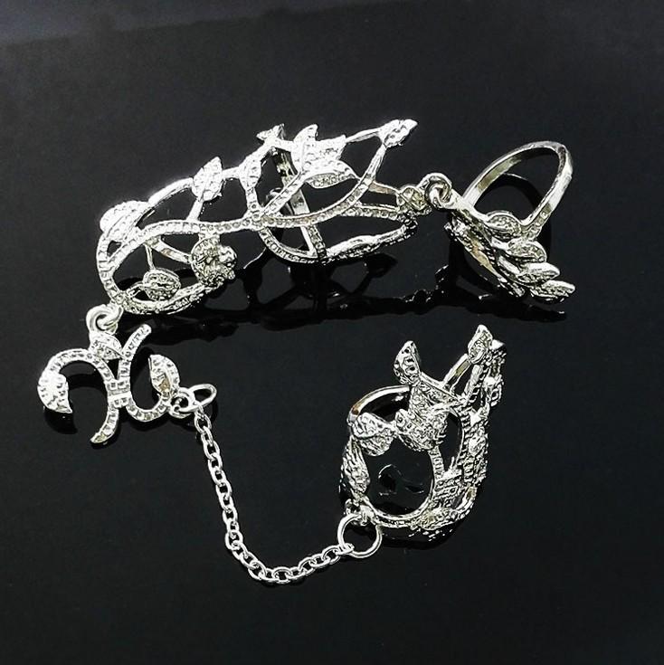 European-American Style Adjustable Rose Rhinestone Inlaid Diamond Hollow Ring