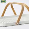 IKEA GRONFISK Bamboo and White Serving Tray with Handles