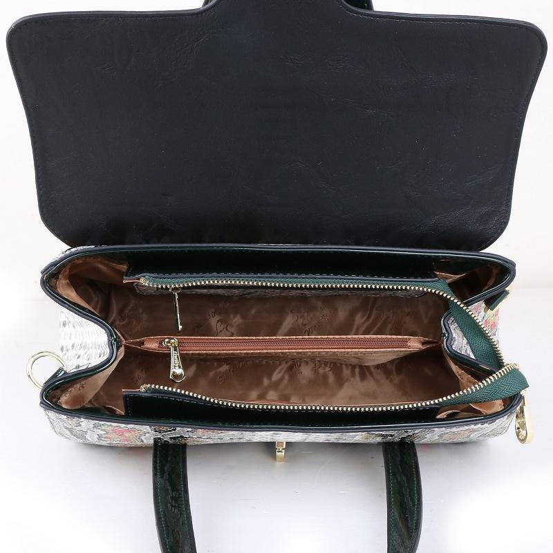 Autumn And Winter Snake Pattern Handbag First Layer Cowhide Bag Shoulder Bag Oblique Span Small Square Bag Underarm Bag