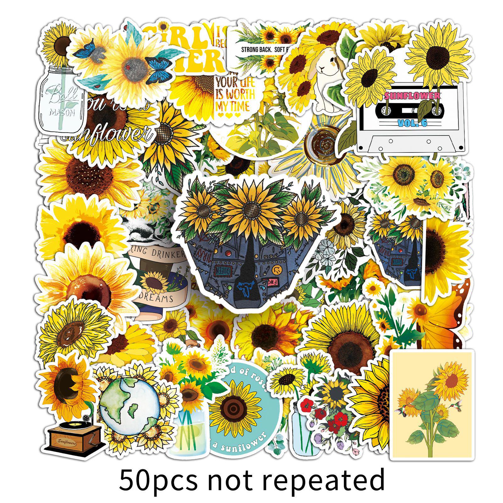 50 Sunflower INS Style Graffiti Stickers for Laptops and Cars