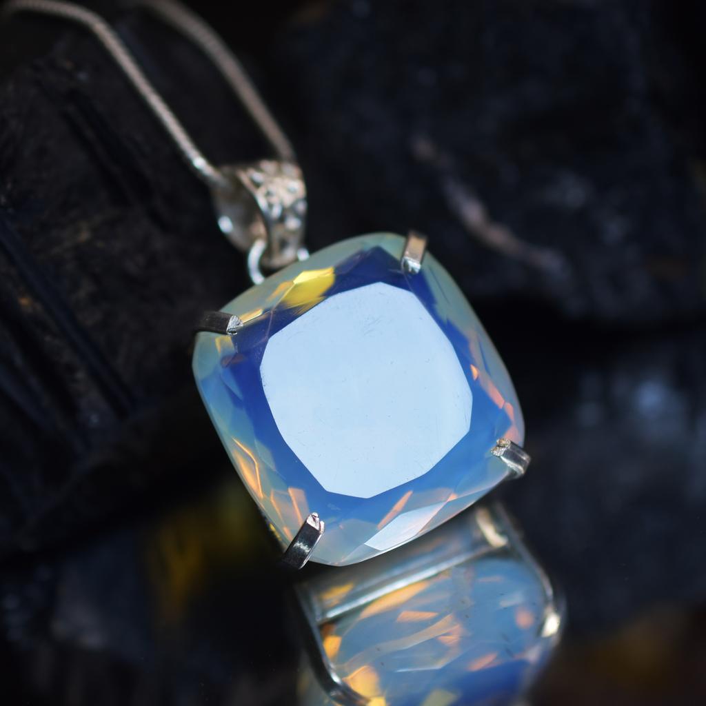 Oxidierter 925er Sterlingsilber Anhänger Opal Natur Kissen 95,20 Edelsteine Zertifiziert my-400-k