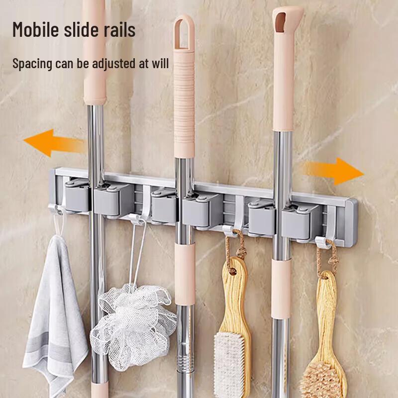 No-Drill Mop and Broom Holder