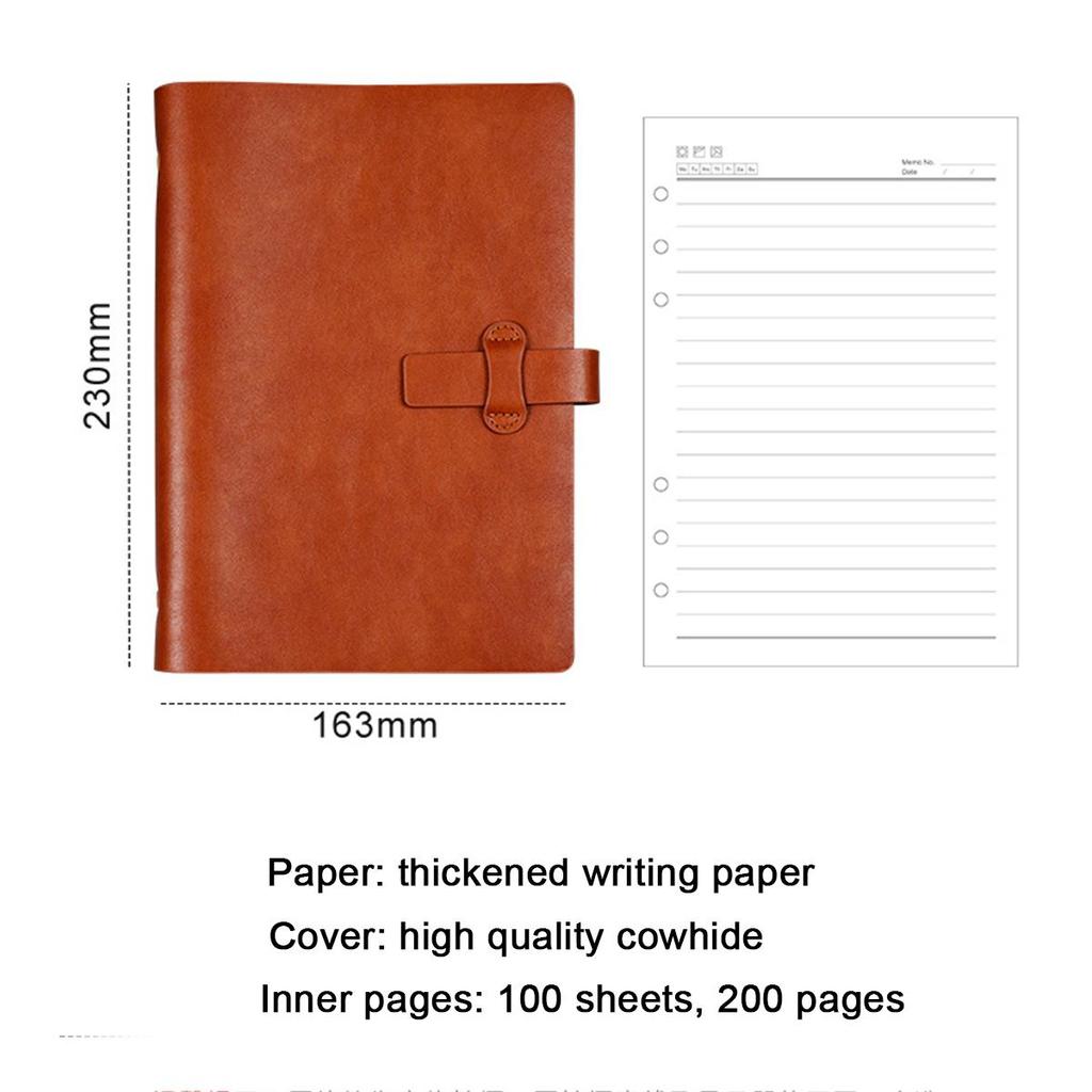 A5 Student Leather Loose-leaf Notebook, Work Notepad, Lined/grid/blank Pages, Business Meeting Record Book, Diary, Subject Notes
