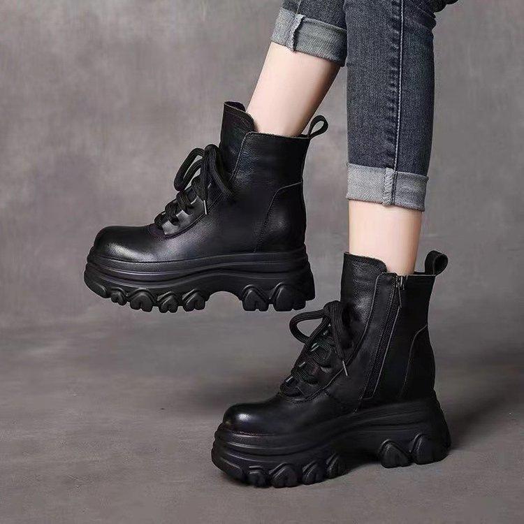 Thick-soled soft-soled heightening Martin boots New velvet warm cotton boots Skinny non-slip snow short boots