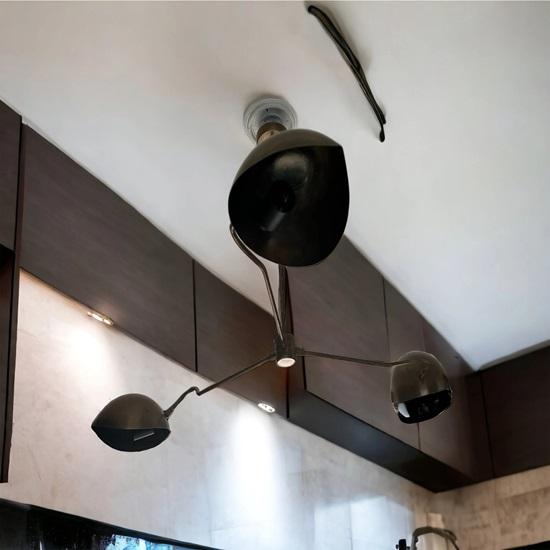 3 Arm Starburst Light Fixture, Mid Century Modern Brass Ball Sputnik Ceiling Light