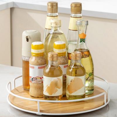 Turntable Tray Kitchen Organizer Multipurpose Rotating Storage Seasoning Rack for Bar