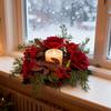 Bow/Flower Christmas Candle Ring Candlestick Wreaths  Fireplace Mantel Decor