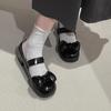 Fairy style sexy bow Mary Jane shoes women's 2025 new niche design sense white thick heel high heels