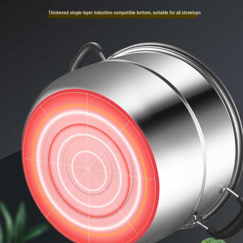 HUIHUADU 3-Piece 32cm Double-Layer Stainless Steel Steamer Pot