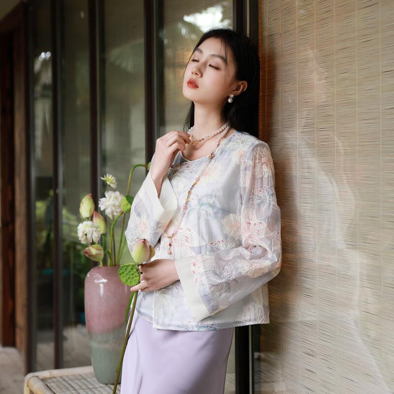 

Sancai Куртка из лиоцелла большого размера с вышивкой в китайском стиле XL