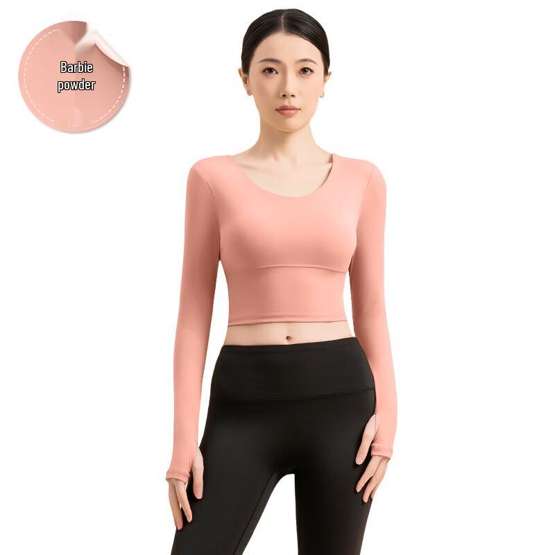 Cross-Back Yoga Long Sleeve Top with Chest Pad