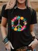 Peace Love Hippie Costume Tie Die 60s 70s Unisexs Casual Short Sleeve Summer Tshirt Oneck Tops Femminile Tee Graphic Tshirt