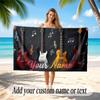 Music Guitar Theme Beach Towel Personalized Custom Name & Text Soft Quick Dry Beach Towel for Swimming Travel