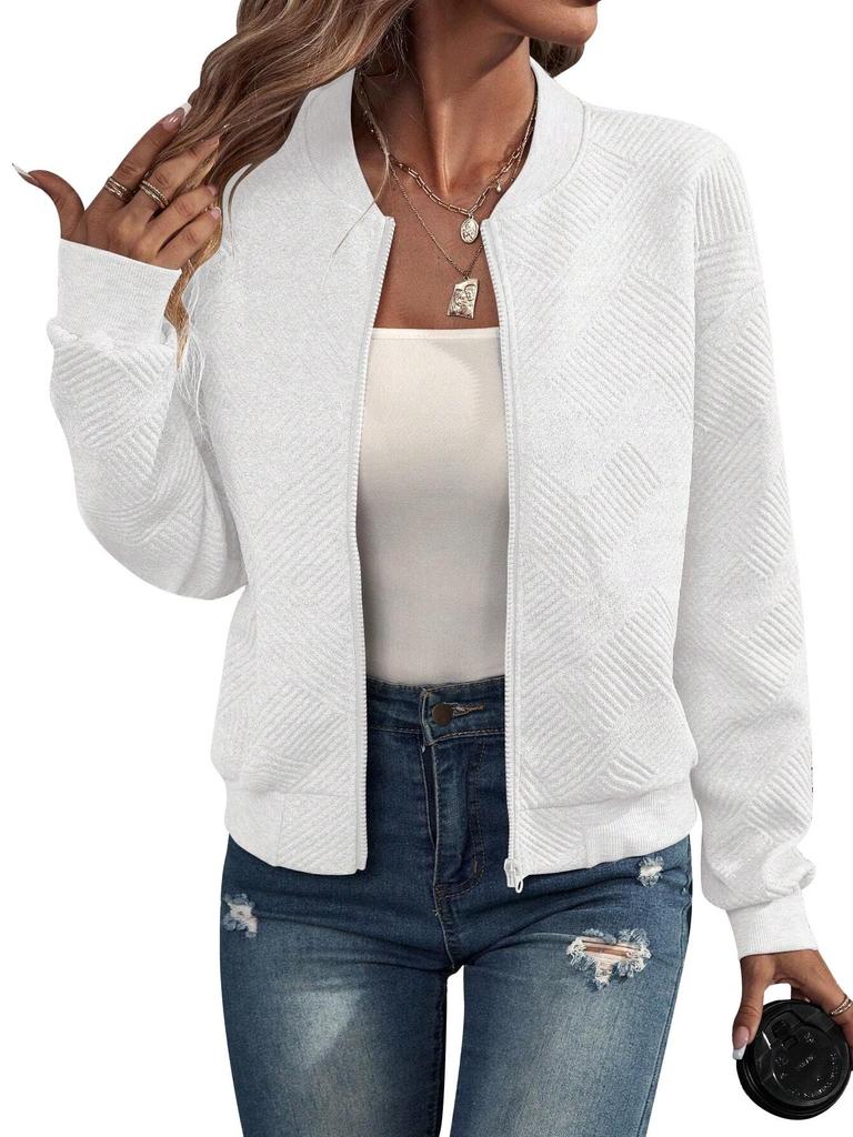 Autumn/Winter 2025 Solid Color Women's Zipper Jacket with Baseball Collar