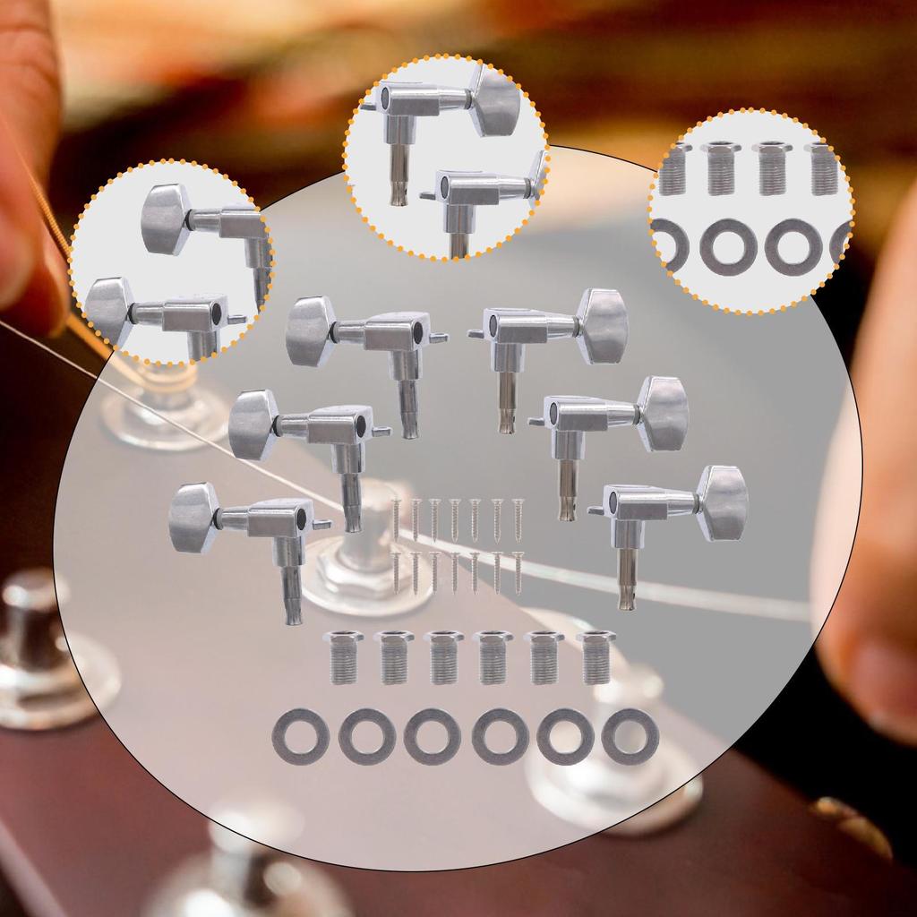 6 Pieces 3L3R Acoustic Guitar Tuning Pegs Replacements Metal Supplies Wear Resistant Parts Sealed