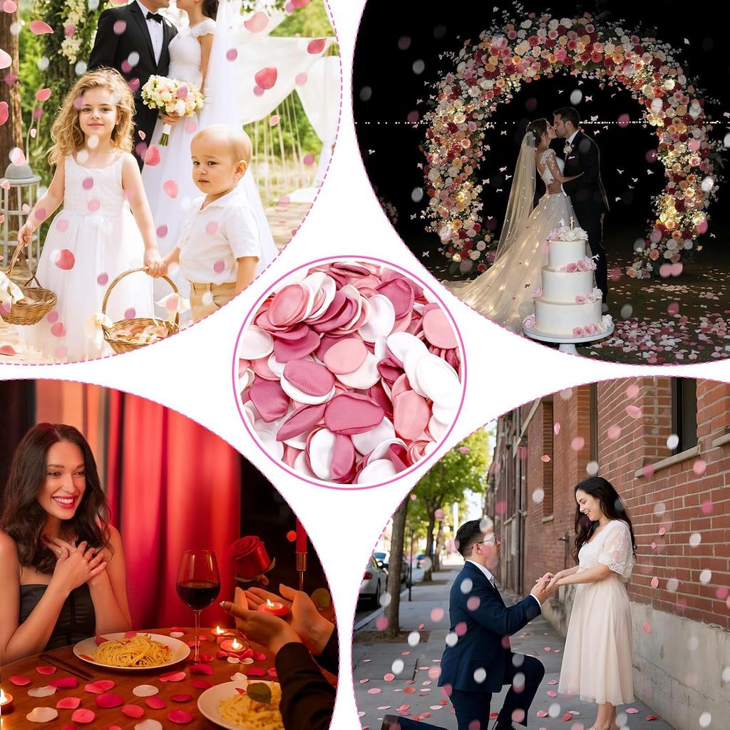 200PCS Silk Rose Petals for Wedding Pink Mixed Flower Petals for Flower Girl Basket Aisle Scatter Dinner Table Centerpieces Party Bridal Shower