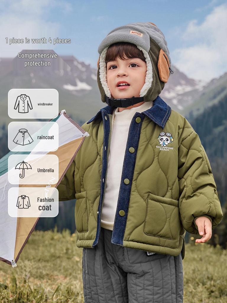 Kaka Panda Kids' Winter Fleece Jacket - Boys' and Girls' Warm Cotton Coat