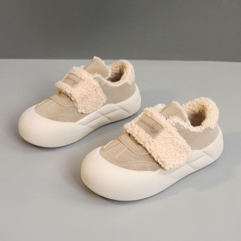 

G new autumn and winter warm and velvet thick-soled color matching simple student casual heightening cotton shoes 35 хаки
