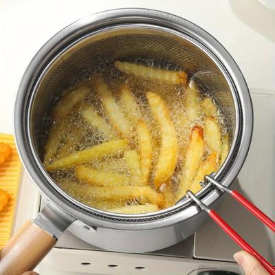 Mehrzweck-Kochgeschirrset aus Edelstahl mit Frittierkorb und Glasdeckel - 304 SUS Antihaft-Kasserolle, Fritteuse, Nudelkocher, Milchtopf