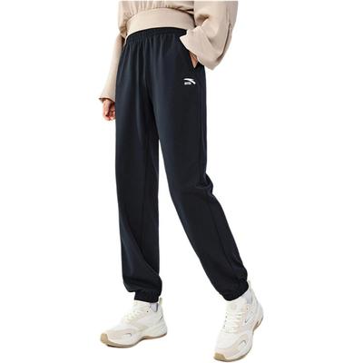 Comfortable Casual Solid Color Long Knit Sports Pants Women Bottoms Black 162438306-1