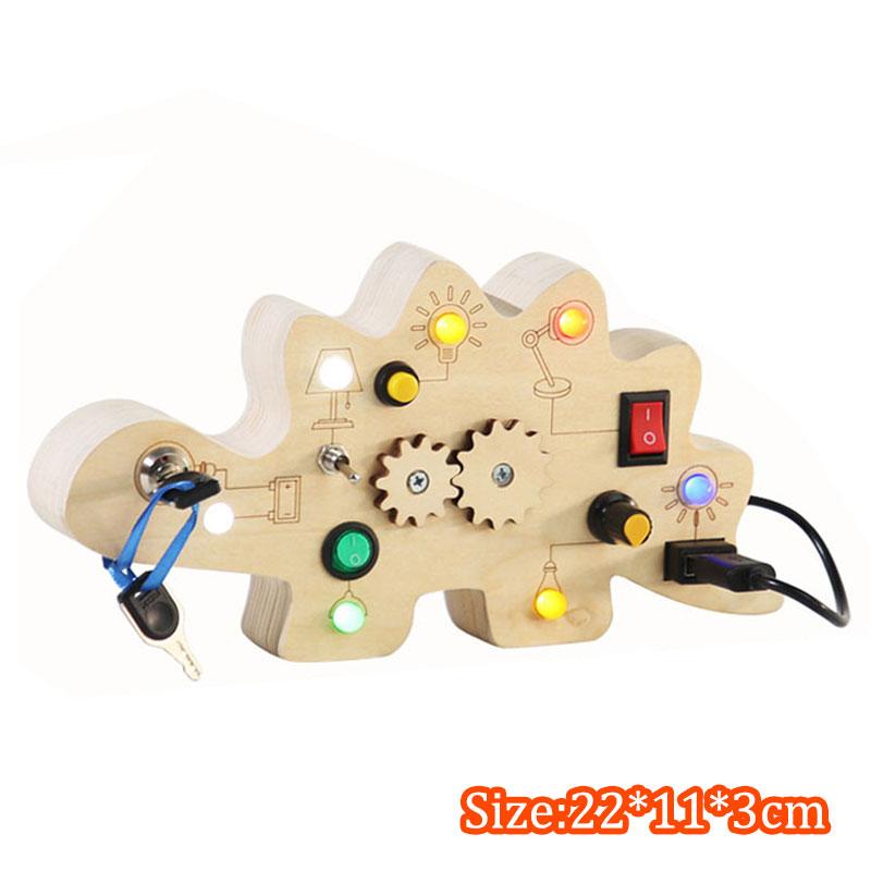 2 in 1 Montessori Busy Board Light Switch Games Toddlers Sensory Manipulation Board Parish Learning Activity Wooden Children Toy