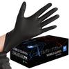 PROMEDIX Nitrile Disposable Food Sanitation Law Black Gloves, Compliant, 100-Count, Powder-Free, (M)