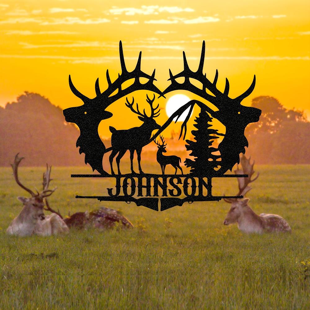 Custom Elk Silhouette Metal Sign Matte Finish Wall Art for Home Garden Decor