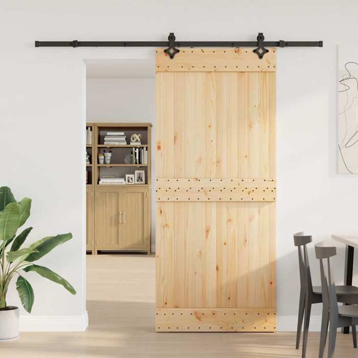 VidaXL Sliding Door and Hardware Kit 90x210 Cm Solid Pine 3332685