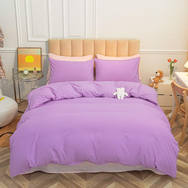 Solid Color Cotton Four-piece Set Brushed Bed Sheet Covers Three Sets