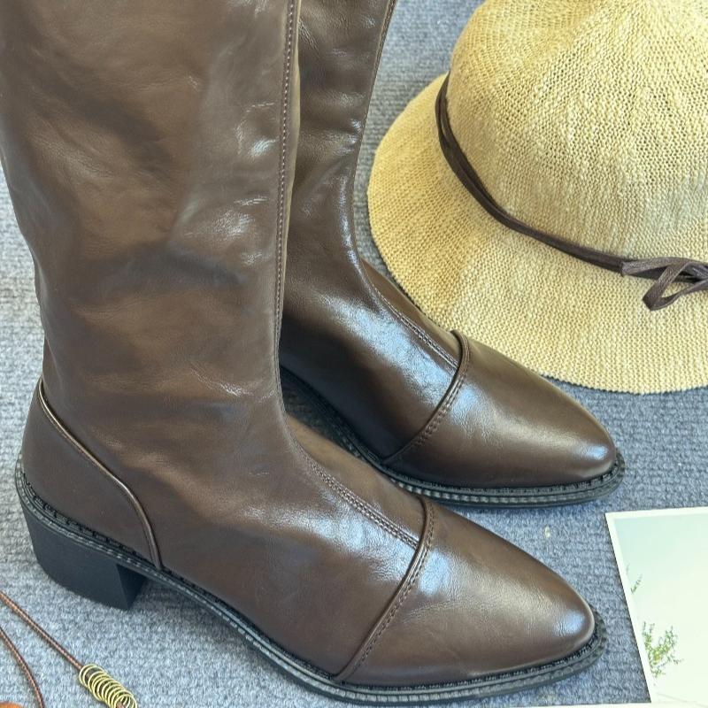 Fashion Fashion Pointed Toe Sleeve Soft Sole Anti-slip Wear-resistant Block Heel Tall Boots