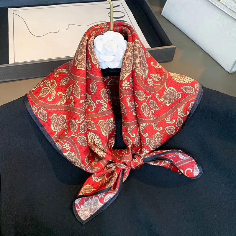 Real Silk Scarf Women Square Neck Tie Wrist Shawls Wraps Ladies Foulard Scarves Pashmina Female Hijab Bandana Bufanda