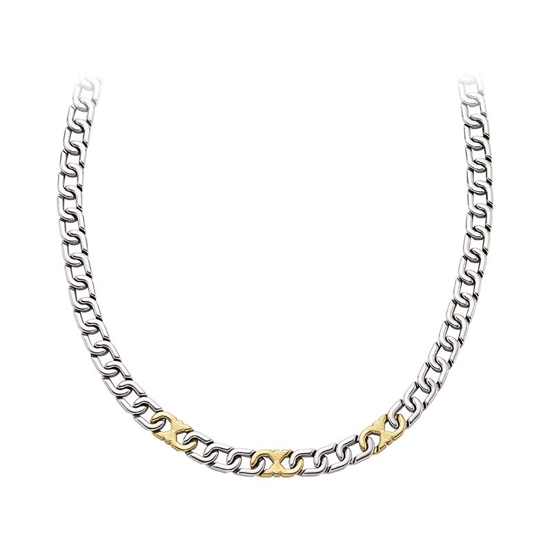 Emporio Armani Casual Simple Design Stainless Steel Necklace Men's Gold/Silver Gold/Silver F Basic Packaging-Brand Original Box