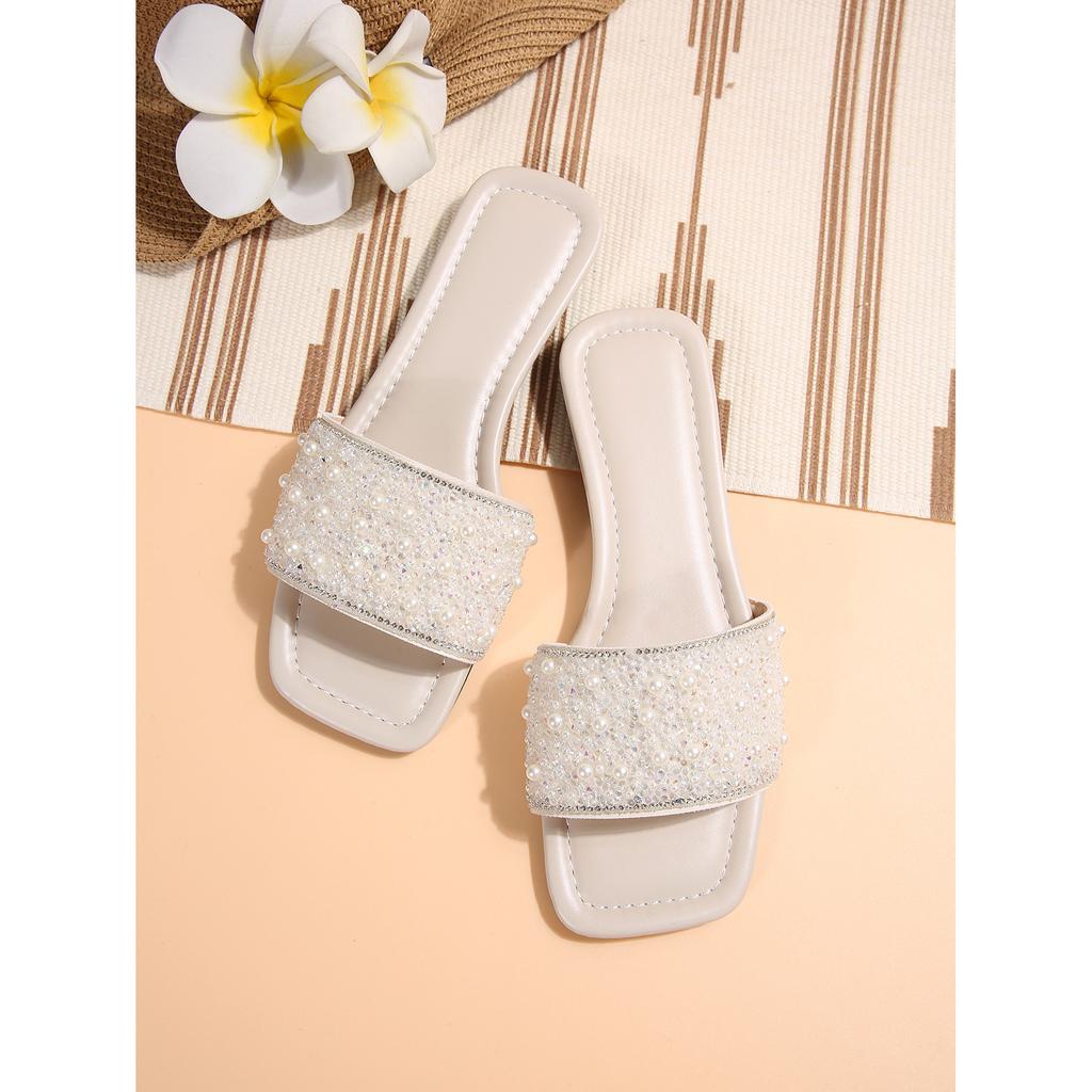 [Foreign Trade] Sparkling Slippers Women Wear Fashion Internet Celebrities Soft Flat Comfortable Open Toe Sandals