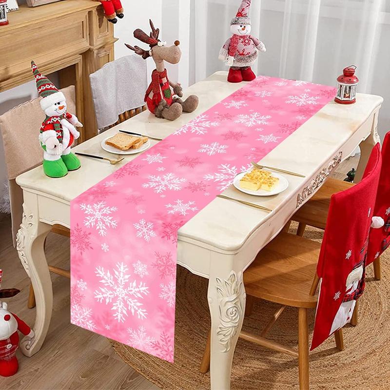Christmas Table Runner Xmas Snowflakes & Elk Table Cover Christmas Decorations for Home 2026 Navidad Noel Gifts New Year 2026