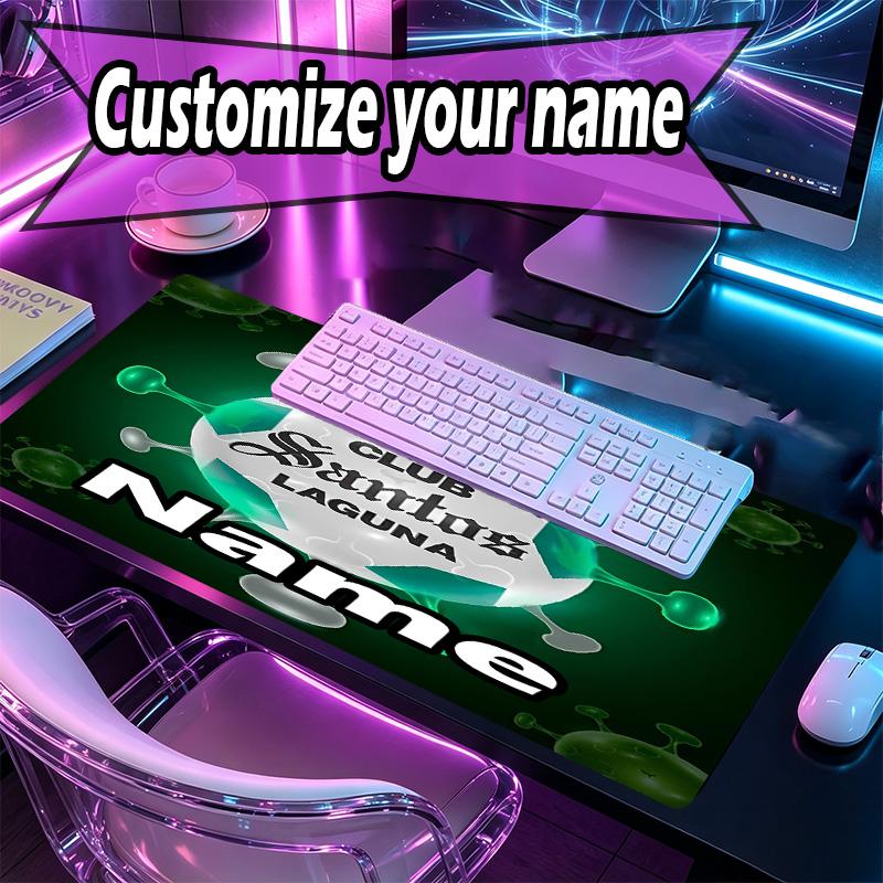 Custom Name Personalized Club Santos Laguna Pattern Mousepad, Laptop PC Desk Mat, Decorative Desk Mat for Home Keyboard Pad Gift