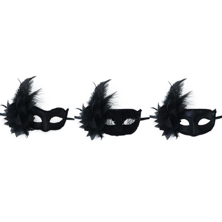 Flower Decoration Masquerade Mask Feathered Mask Halloween Mask Cosplay Party Eye Mask for Women Masquerade Halloween