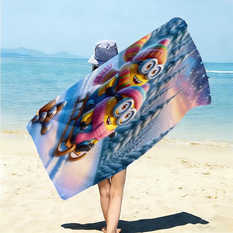 1Pc Winter Snowman Adventure Beach Towel Microfiber Beach Towel Thin Absorbent For Beach Swimming Yoga Bath Sports