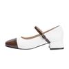 French Mary Jane shoes 2025 spring and summer new square head thick heel color matching medium heel single shoes patent leather retro high heels