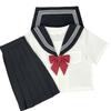 Japanese Academy-Style Sailor Suit: Black Collar, White Stripes, Mid-Length JK Uniform Costume Set