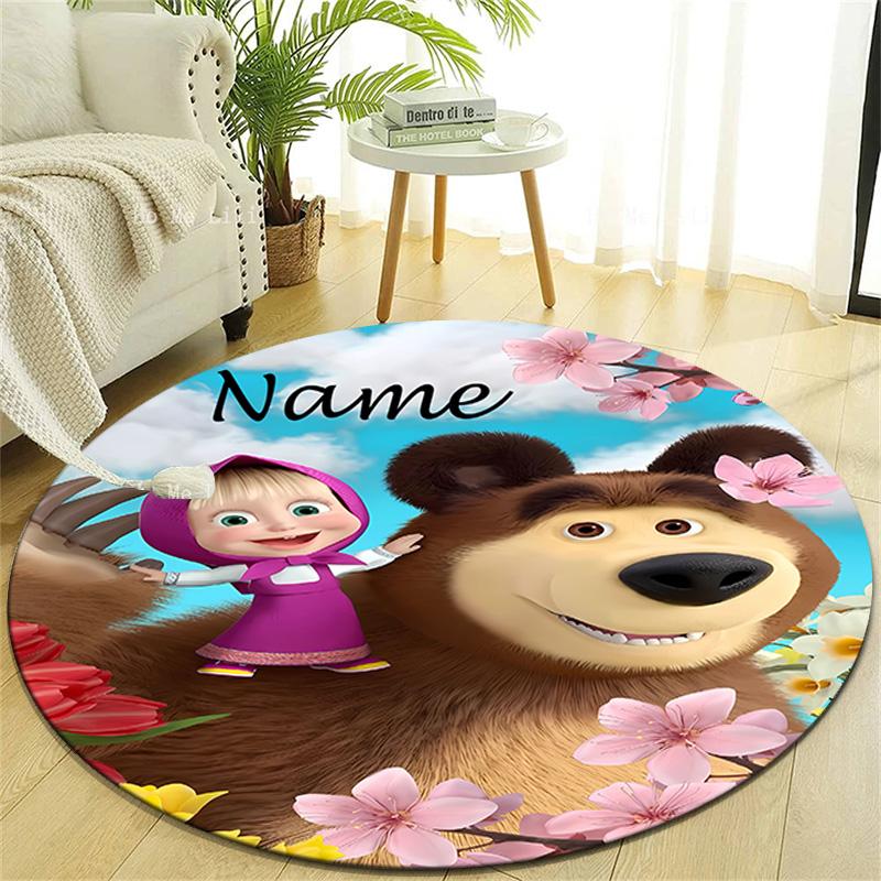 Personalized M-Masha and the Bear Round Chair Office Rug - Perfect for Mat, Office Chair & More - Ideal Gift for Birthdays and Holidays