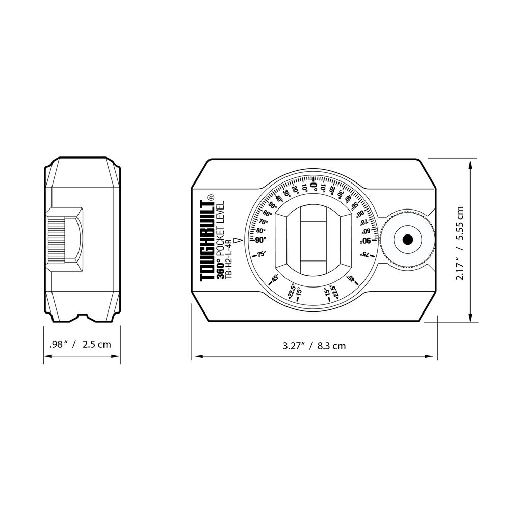 ToughBuilt 360 Degree Pocket Level - (TB-H2-L-4R) Black