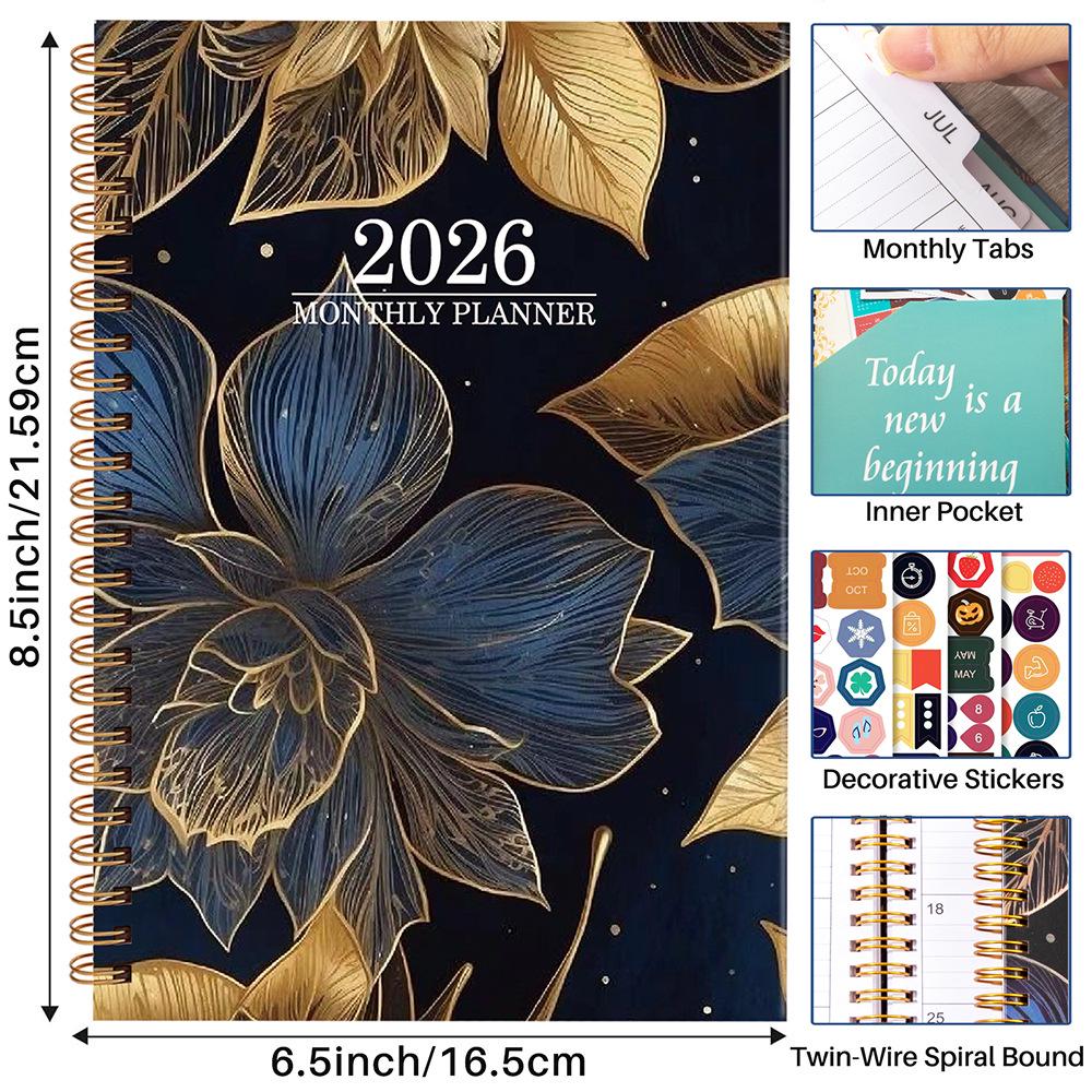 2026 Cross-Border English Flower Planner: Daily Schedule, Work Efficiency, Christmas Gift 2026