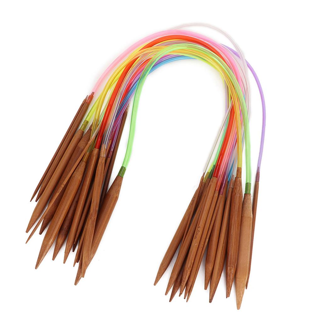Multicolor Plastic Pipe Carbonized Double Annular Bamboo Sweater Needles(40 cmCelsius15.7 in)